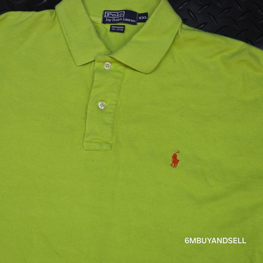 Polo Ralph Lauren Mens XXL Lime Green Pique Cotton Short Sleeve Polo‎ Shirt - Picture 7 of 10